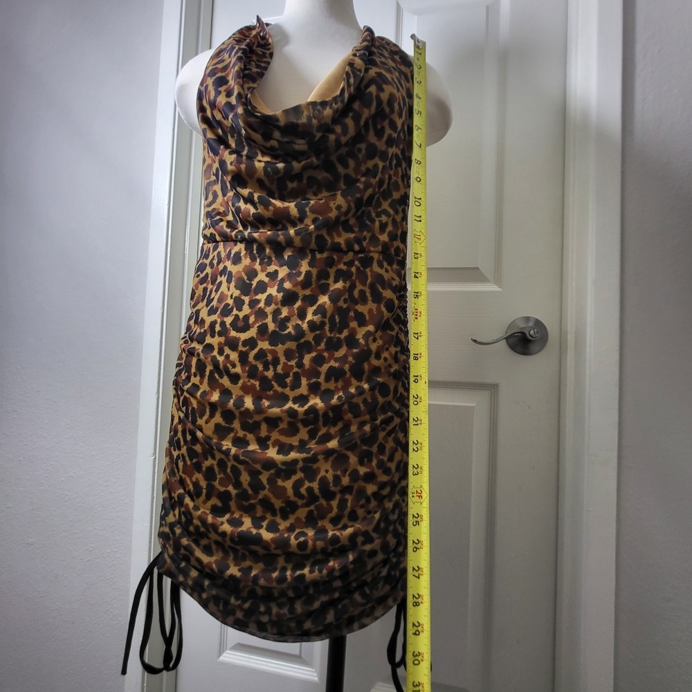 New! Fashion Nova Mesh Mini Dress Leopard Print Open Back Dress Size M - Picture 8 of 11